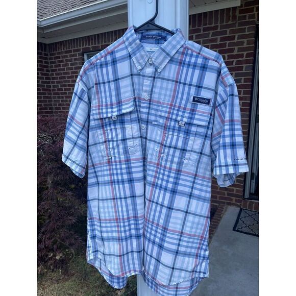 Columbia Men's Super Bahama Short Sleeve Shirt, Skyler Multi Check, Medium - Picture 1 of 14